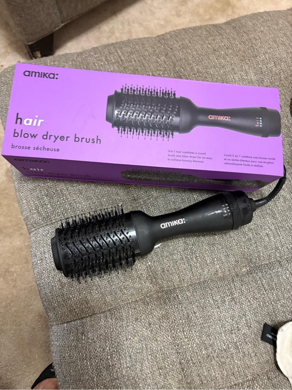 amika Black and Purple Hair Blow Dryer Brush